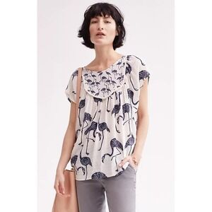 Corey Lynn Calter Anthropologie Shirt Women Small Ivory Wild Flamingo Top Boho